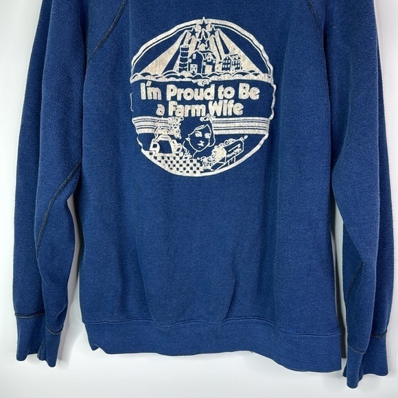 Vintage Sportswear I'm Proud To Be A Farm Wife Raglan Sleeve Sweatshirt Large - Picture 3 of 9